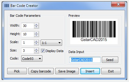 CAD bar code creator