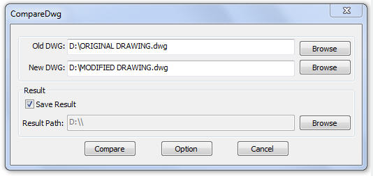 autocad drawing compare dialog box