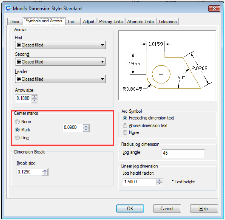 autocad mofify dimension style dialog box