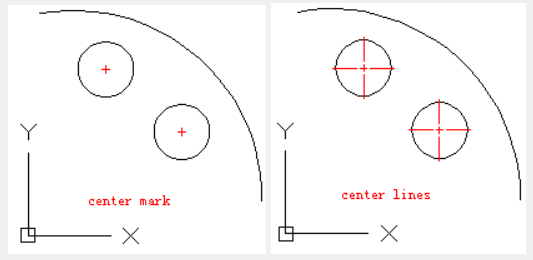 autocad center mark and line 