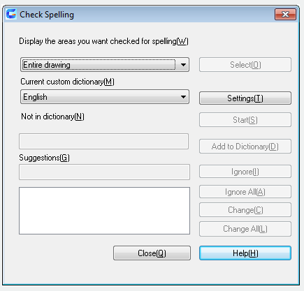 autocad command check spelling dialog box