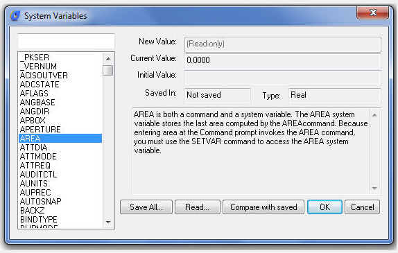 autocad command system variable editor