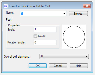 autocad command tinsert- insert a block in a table cell