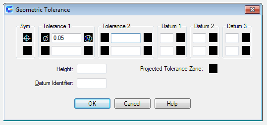 autocad tolerance command - geometric tolerance dialog box