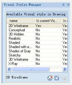 autocad  command visual style manager dialog box