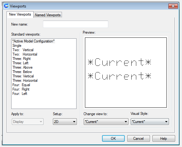autocad command viewport dialog box