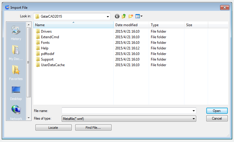 autocad command wmfin - import file dialog box