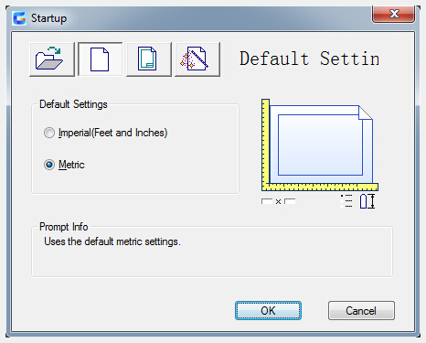use a wizard to start a drawing - startup dialog box 
