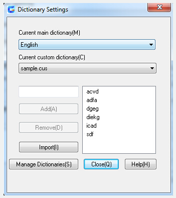 Check Spelling -dictionary settings