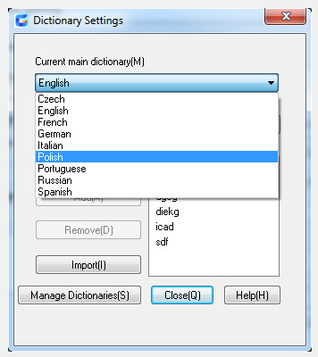 Check Spelling -dictionary settings 2