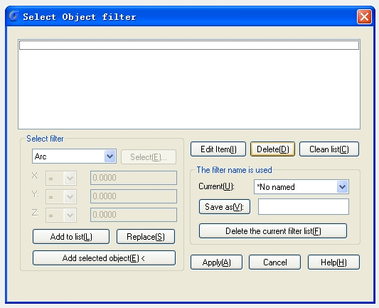 select object filter
