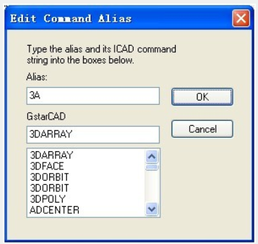 edit command alias dialog box